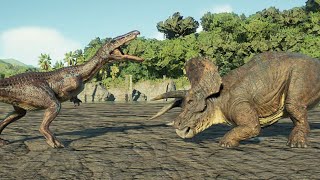 Triceratops Vs Baryonyx  Jurassic World Evolution 2 [upl. by Atirec315]