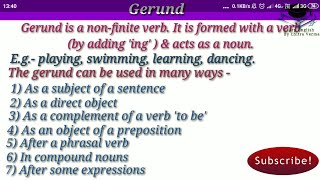 Gerund explanation with examples  English Grammar [upl. by Elolcin]