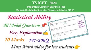 TS ICET 2024Statistical AbilityICET Model Questions with easy explanationPrevious Year Questions [upl. by Nylirrej]