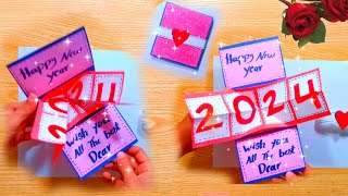 Happy New Year 🎉 Card Tutorial 2024Origami Paper CardPop Up Card TutorialNew Year Craft [upl. by Anauj875]