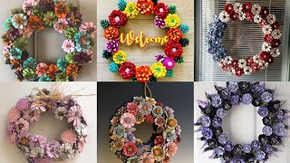 50 Fabulous and latest Pinecone wreath  Pinecone craft  Pinecone wreath decoration ideas [upl. by Heriberto834]