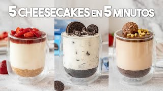 5 CHEESECAKES SIN HORNO en 5 minutos 🍓🍫  Postres en Vasitos amp Pasteles en Taza [upl. by Largent]