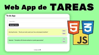 2 Cómo Crear Una Web App De Tareas con HTML CSS y JavaScript [upl. by Nannaihr]