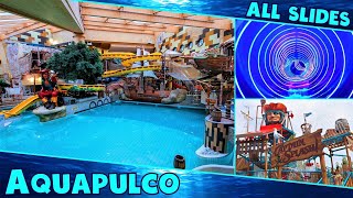 All Water Slides amp Overview of Aquapulco  Die Piratenwelt in Bad Schallerbach Austria [upl. by Annayram233]