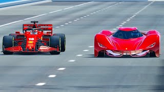 2025 Ferrari Piero T2 LM Stradale LMP1 vs Ferrari F1 2020  Drag Race 20 KM [upl. by Nasah]