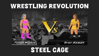 Full Match  Torrie Wilson Vs Stacy Keibler Steel Cage Match Wrestling Revolution Game wwe games [upl. by Moorish]