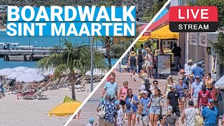 Boardwalk  Great Bay Beach  Philipsburg  Sint Maarten 🌴💦🛳️ LIVE WEBCAM [upl. by Ohaus]