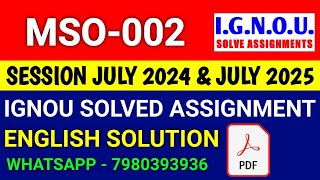 MSO 002 solved assignment 202425  MSO 002 solved assignment 2025  Ignou MSO 002 in English [upl. by Jazmin]