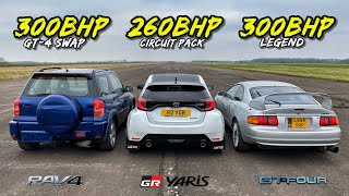 OLD SCHOOL VS NEW GT4 SWAPPED RAV4 vs GR YARIS vs CELICA GT4 [upl. by Nochur]