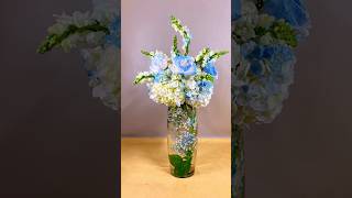 White and Blue Hydrangea Centerpiece in a Tall Glass Vase flowerarrangementideas [upl. by Branden343]