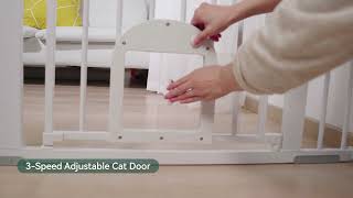 Babelio Adjustable Baby Gate with Cat Door – AutoClose amp Easy Install [upl. by Keith]