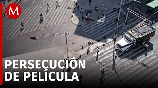 Persecución de película en CdMx conductor intentó evadir un bloqueo y a la autoridad [upl. by Ermey]