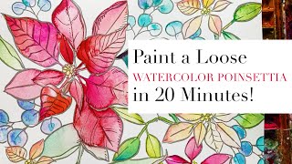 How to Paint a Watercolor Poinsettia without Sketching [upl. by Aliber]