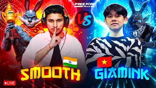 SMOOTH444 👿 🇮🇳 VS GIAMINK 🇻🇳 🥶 vs NANGTUY 😈🇹🇭  1 VS 6 GUILD TEST ❤ nonstopgaming free fire live [upl. by Yenatirb]