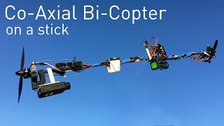 Coaxial BiCopter Flying Stick  Brushless Rocket Project  RCTESTFLIGHT [upl. by Avon]