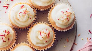 Easy Vegan Vanilla Cupcakes GlutenFree  Minimalist Baker Recipes [upl. by Arrac]