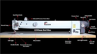 FC4420105 Double Needle Extra Long Arm Flat Bed Unison Feed Lockstitch Sewing Machine [upl. by Ahsiaa785]