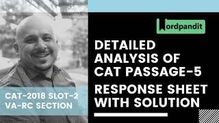 CAT2018 Slot2 Passage5 Analysis  CAT English Preparation  CAT Reading Comprehension [upl. by Dronski]