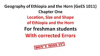 Geography of Ethiopia and the Horn GeES 1011  Chapter One  Location Shape and Size [upl. by Rolph55]