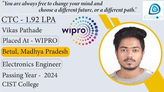 Congrats Vikas Pathade  Selected in WIPRO  192 LPA  Electronics Engineer PoY 2024 Betul MP [upl. by Mallen]