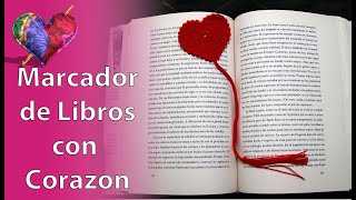 COMO HACER un MARCADOR de LIBROS en forma de CORAZON Crochet paso a paso [upl. by Towers]