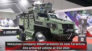 Malaysian company Mildef presents its new Tarantula 4X4 armored vehicle at DSA 2024 [upl. by Aryajay578]