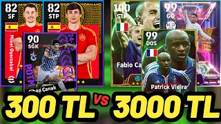 300 TL VS 3000 TL KADRO  EFOOTBALL 2025 MOBİLE [upl. by Helve]