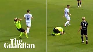 Instant regret referee drops to his knees after failing to play advantage [upl. by Treiber630]