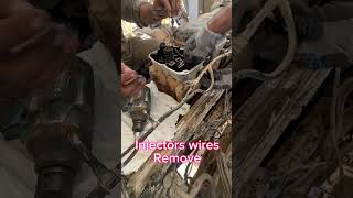 Injector wire removing Diesel engine truck Scania truck engine fuelinjector dieselrepair [upl. by Nosnhoj]