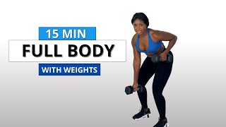 15 MINUTE FULL BODY HIIT WORKOUT With Weights  No Repeats No Jumps No Talking Home [upl. by Lunetta]