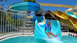 Indoor Waterpark  Child on a Water slide in the Water Park [upl. by Dusty425]