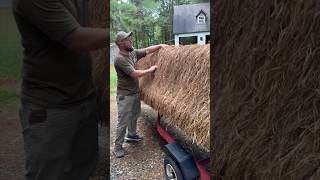 How to brush your boat blind with raffia grass Pt 2 duckhunting duckblind camouflage waterfowl [upl. by Sharon]