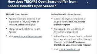 Prepare for First Annual TRICARE Open Season Webinar [upl. by Ennovihs]