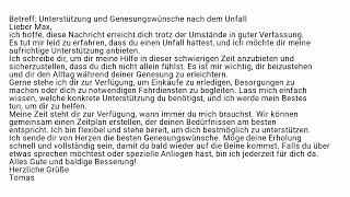 Brief B1 DTZ Unterstützung und Genesungswünsche nach dem Unfall [upl. by Gerkman]