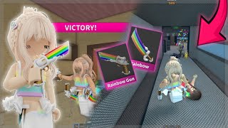 PLAYING MM2 BUT WITH THE RAINBOW SET INSANE TRICKSHOTS AND BEATING CAMPERS Murder Mystery 2 [upl. by Ytram]