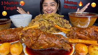 3 SPICY MUTTON RAAN CURRY WITH HYDERABADI MUTTON BIRYANI AND FRIED EGGS SPICY GRAVY ASMR MUKBANG [upl. by Adnirb]