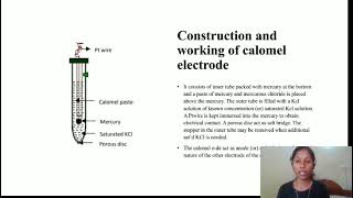 Construction and working of calomel electrode Applied chemistry [upl. by Weidman]