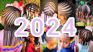 💯🔥2024 Best Ideas For Little Girls Cornrows Braids Hairstyles  Cute Kids Hairstyles with Beads👍🎄 [upl. by Wollis]