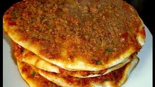 Türkische PizzaTürkische Rezepte Ev yapimi Lahmacun tarifi [upl. by Nolie]