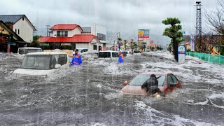 Today in Japan Heavy rain turns the streets into oceans houses are submerged in Matsuyama [upl. by Annel281]