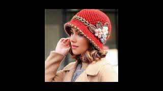 Latest Knitted Winter Women Cap Ideas  Crochet Winter Girls Topi Styles [upl. by Osicran533]