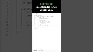 🥳Leetcode Problem  704 [upl. by Auburn222]