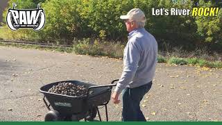 PAW Electric Wheelbarrow Hauling 200lbs of River Rock [upl. by Tai]