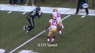 49ers sideline hit on Jeremy Lane 49ers vs Seahawks Game 11914  Slowed down [upl. by Hole]