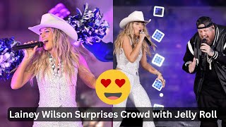 Lainey Wilson Surprises Crowd with Jelly Roll at Thanksgiving Halftime Show [upl. by Adnert]