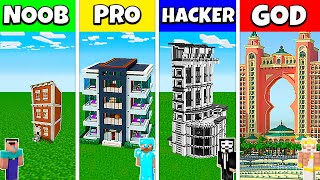 Minecraft Battle NOOB vs PRO vs HACKER vs GOD HOTEL SKYSCRAPER HOUSE BUILD CHALLENGE  Animation [upl. by Erolyat80]