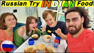 RUSSIAN TRY INDIAN VEG FOOD  Couchsurfing in Russia [upl. by Fleda492]