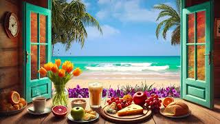 Seaside Cafe Ambience  Bossa Nova Music Smooth Jazz BGM Brunch Time Ocean Wave Sound for relax [upl. by Aniuqahs608]