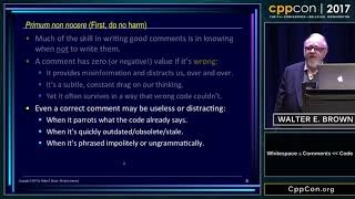 CppCon 2017 Walter E Brown “Whitespace ≤ Comments ＜＜ Code” [upl. by Fricke]