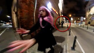 Biker Saves Girl from Creepy Man Chasing Her [upl. by Antin]